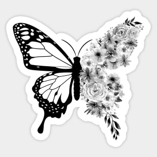 butterfly and flowers Sticker